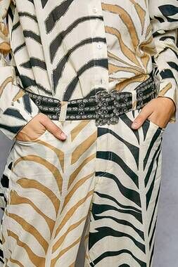 NEW POL women's rhine stitched belt in beige